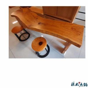 不規則曲線長形造型原木桌板
