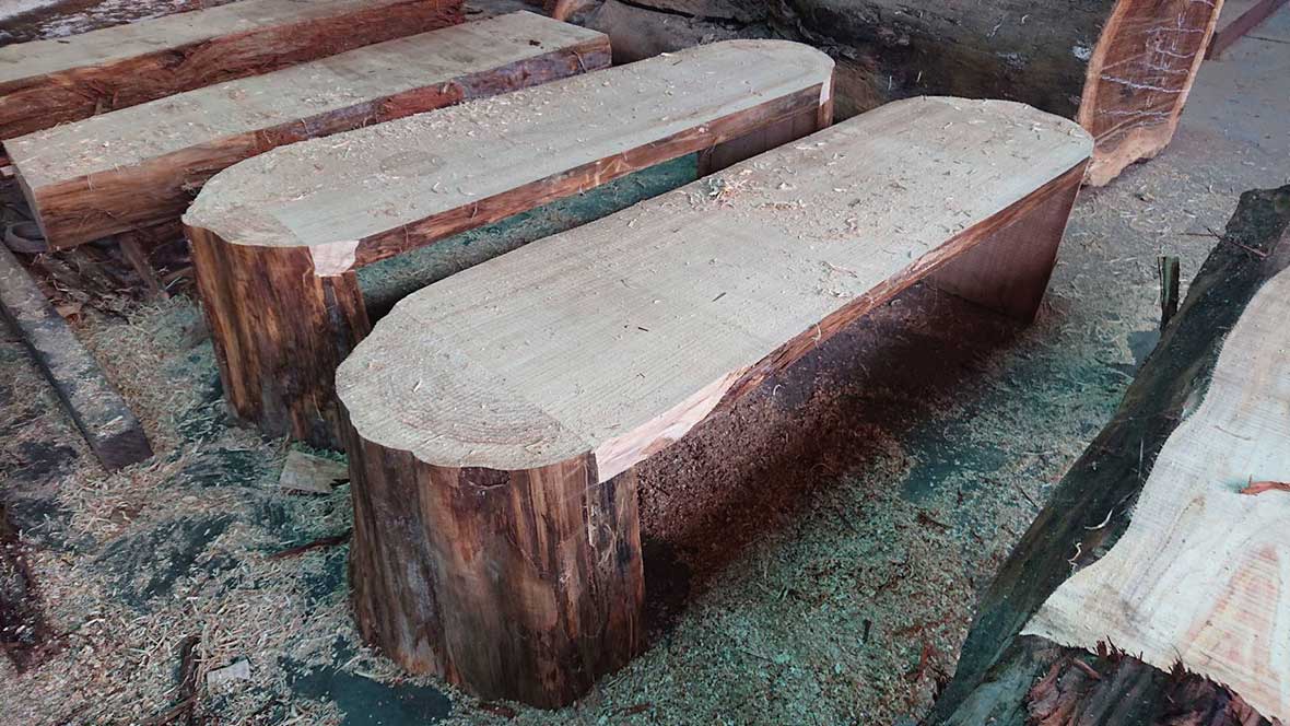 台灣亞杉 原木椅凳 製作