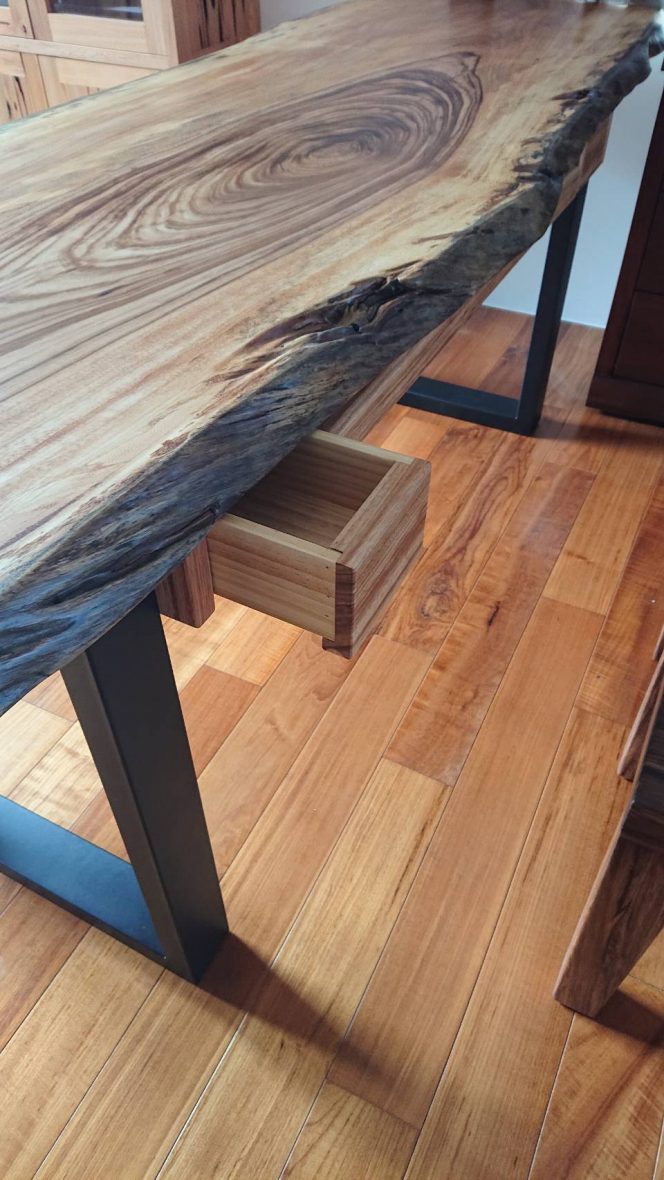 原木桌板 口字桌腳