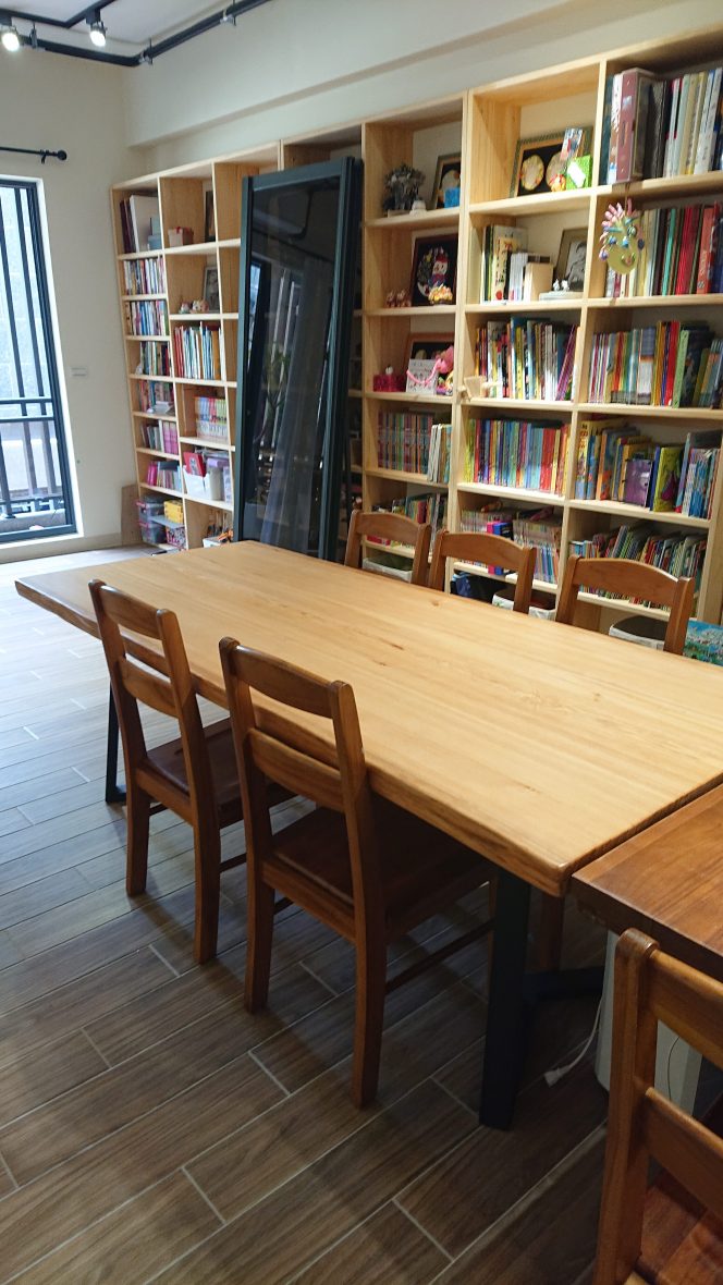 檜木書桌餐桌兩用桌
