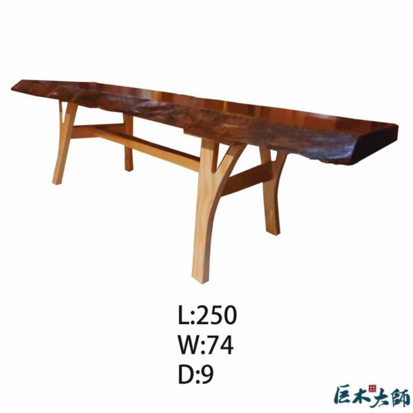 深色漸層木紋原木桌一枚版