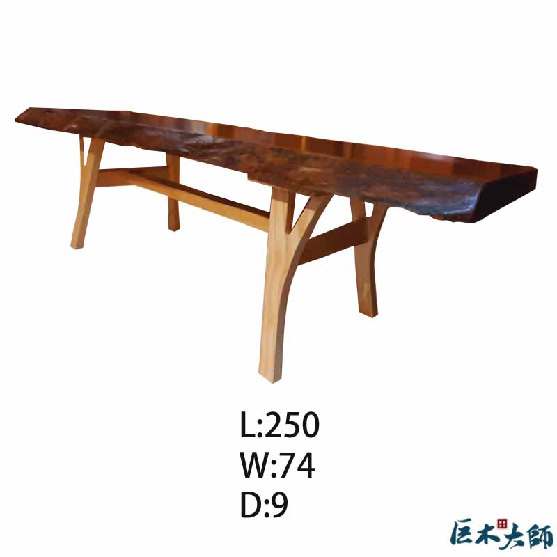 深色漸層木紋原木桌一枚版